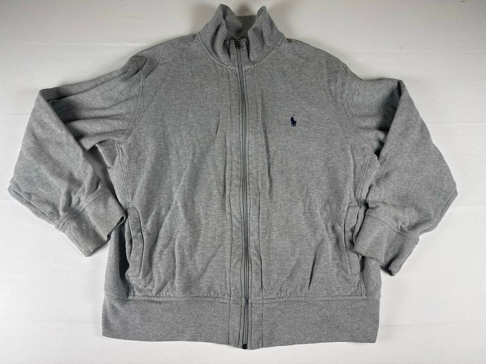 Polo by Ralph Lauren Full Zip Sweatshirt Mens XL Gray Pony Y2K